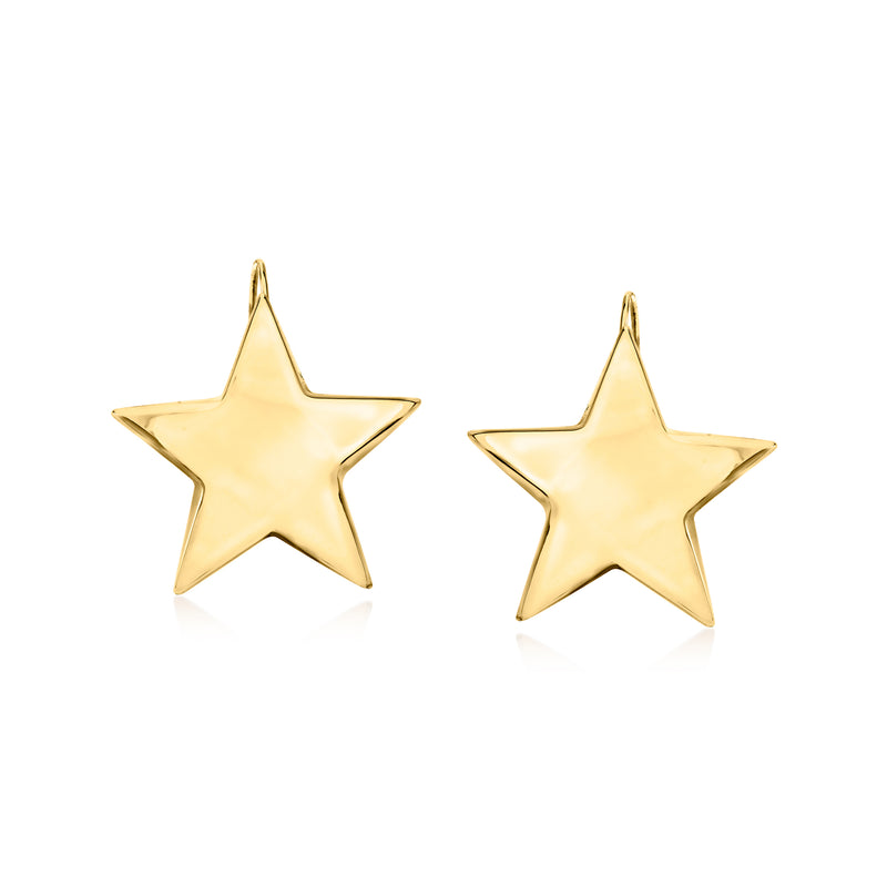 Gold star drop earrings, star-shaped dangles on earwires