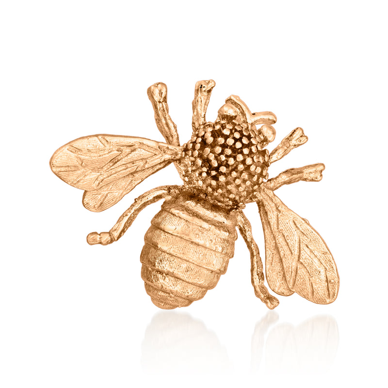 14kt yellow gold bumblebee pin with textured wings and beaded body