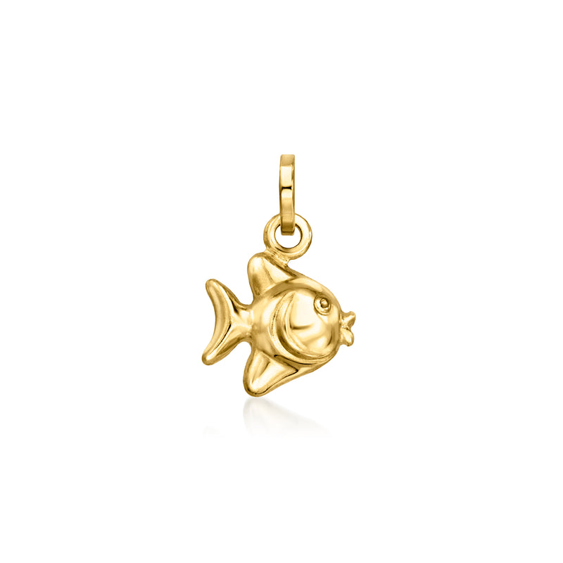 14kt yellow gold swimming fish charm with bail loop