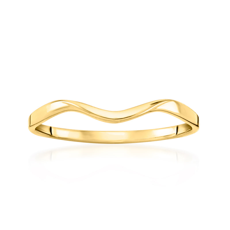 Curvy yellow gold band ring with wavy profile, polished finish