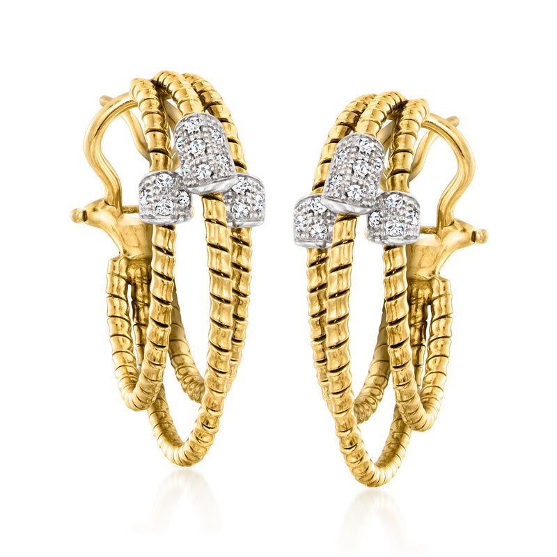 Vintage 18kt yellow gold diamond triple-hoop earrings