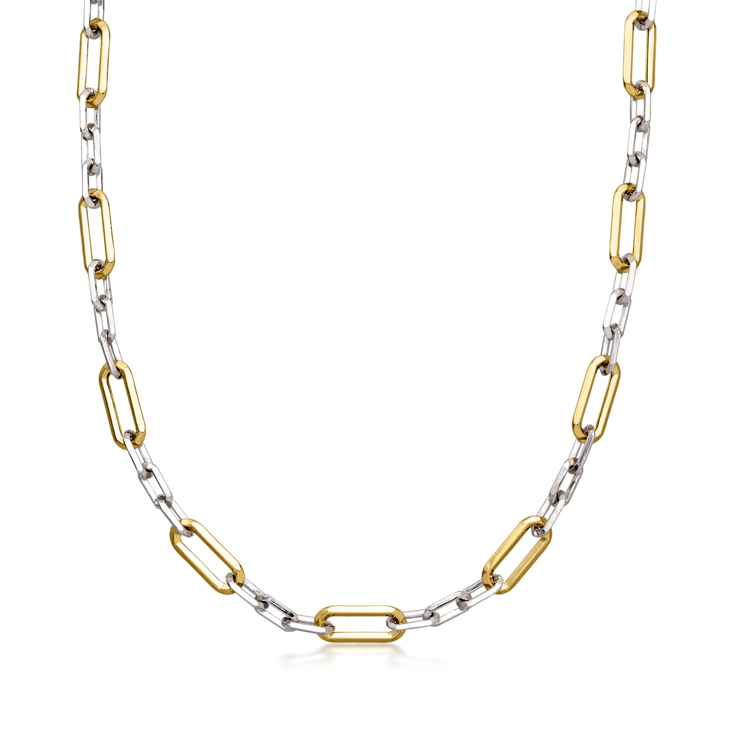Sterling Silver and 18kt Gold Over Sterling Paper Clip Link Necklace