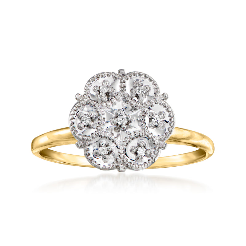 Vintage diamond cluster ring in 10kt yellow gold with round sparkle cluster top