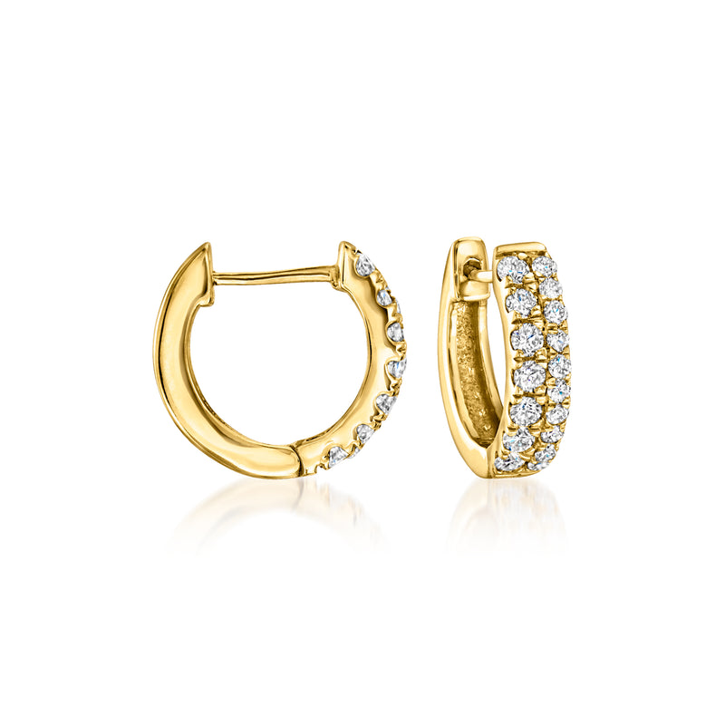 18kt gold over sterling huggie hoop earrings with lab-grown diamonds