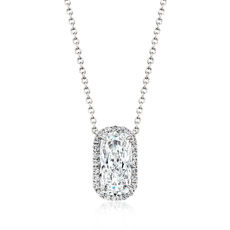 Platinum cushion-shaped lab-grown diamond pendant necklace