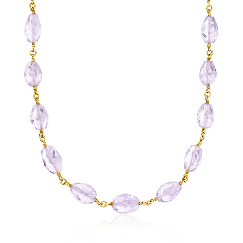 Vintage amethyst bead necklace with faceted lavender stones and 22kt yellow gold links