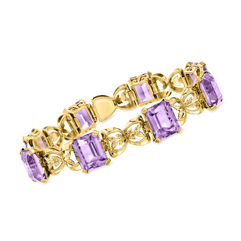 Vintage amethyst link bracelet in 18kt yellow gold with purple square-cut stones