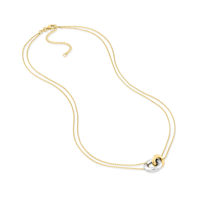 14kt Two-Tone Gold Interlocking Circle Necklace. 16"