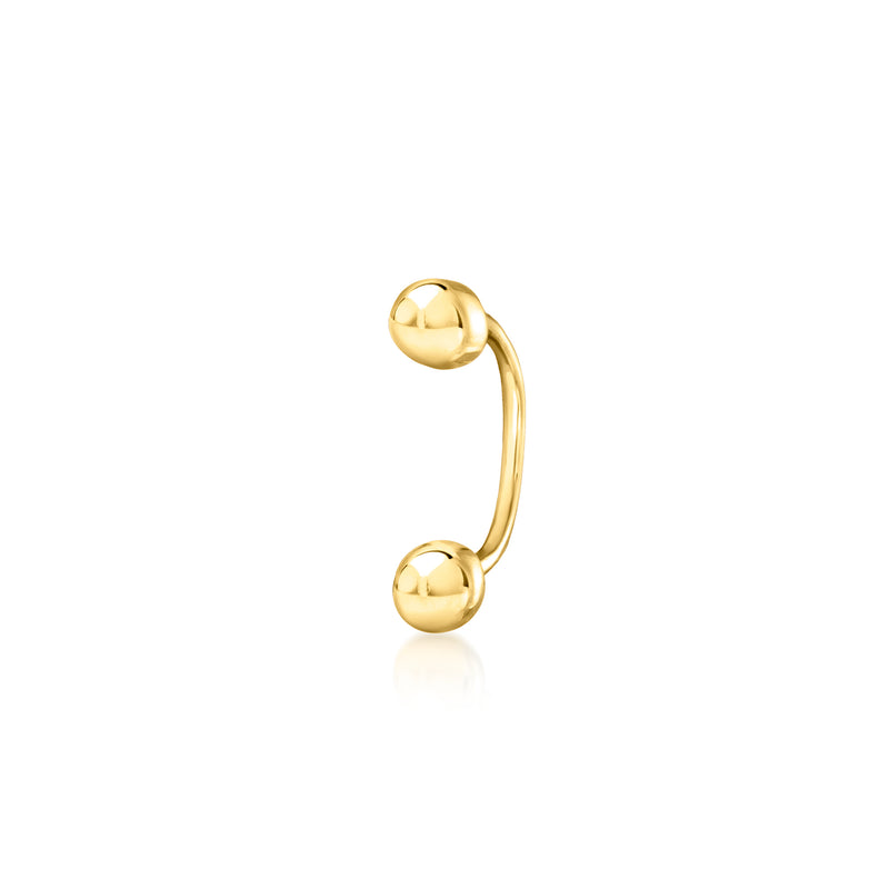 14kt yellow gold U-hoop earring with ball tips and post back