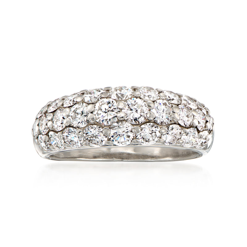 Vintage three-row diamond ring in platinum