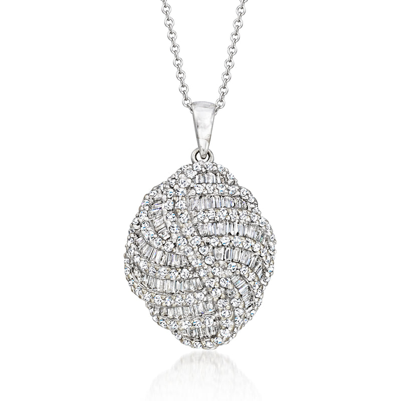 Diamond oval pendant necklace in white gold