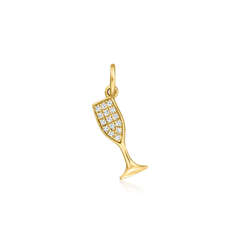 14kt yellow gold champagne flute charm with diamonds