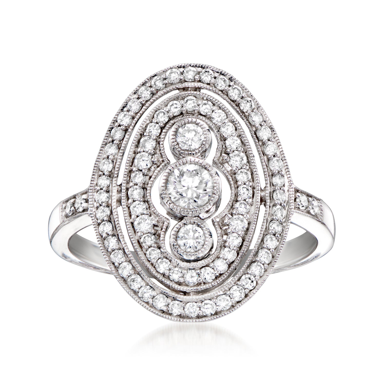 C. 2010 Vintage .80 ct. t.w. Diamond Oval Ring in 14kt White Gold