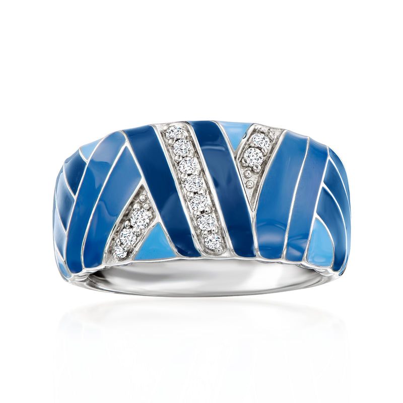 Belle Etoile Capri sterling silver ring with blue enamel and CZ accents