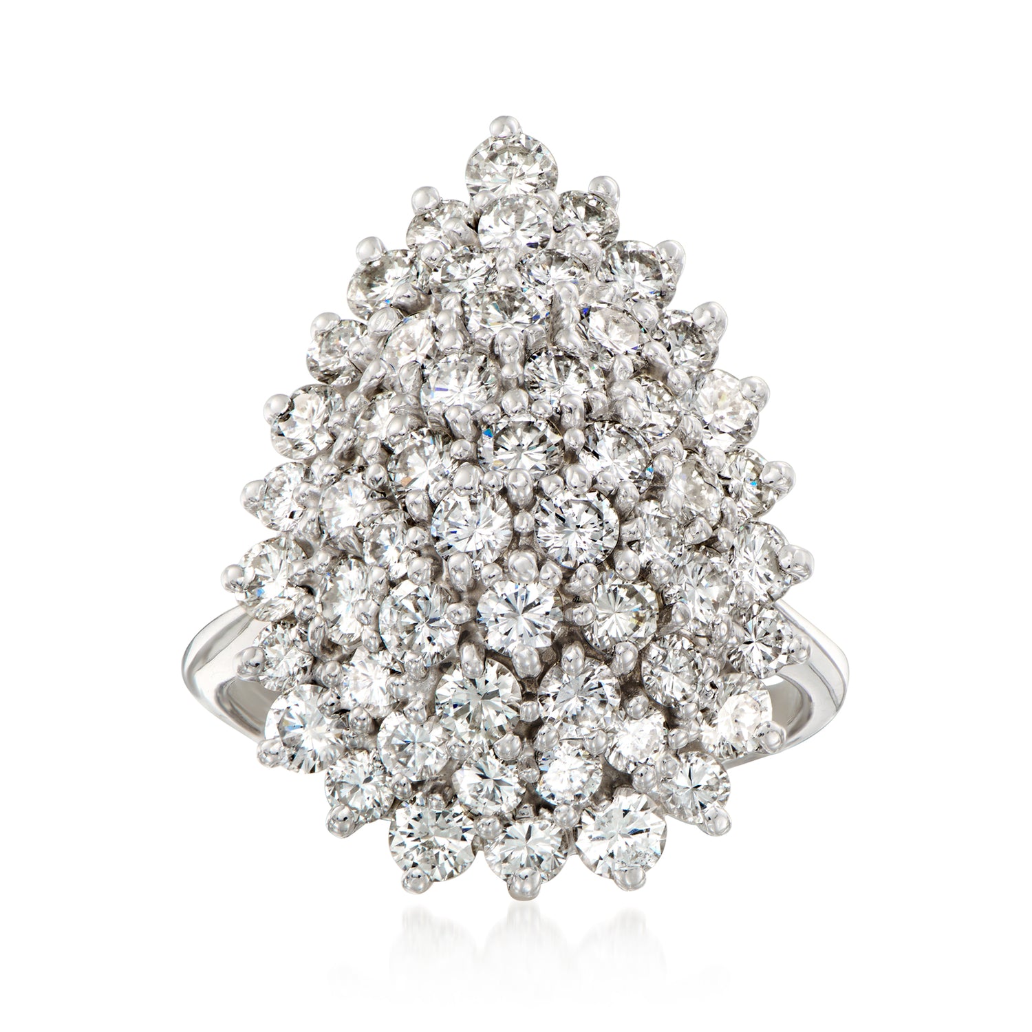 C. 2000 Vintage 3.00 ct. t.w. Diamond Cluster Ring in 14kt White Gold