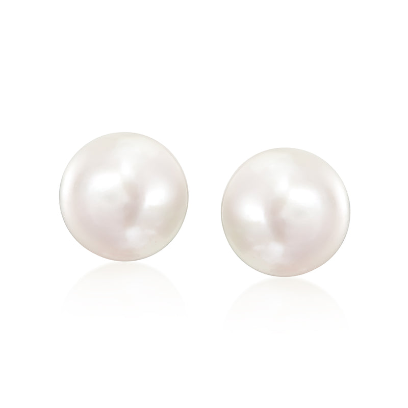Round cultured pearl stud earrings in sterling silver