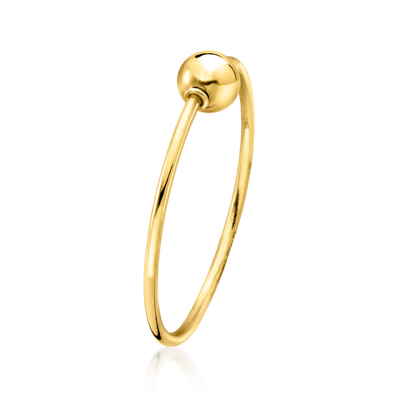 14kt yellow gold bead ring, round ball set on thin band