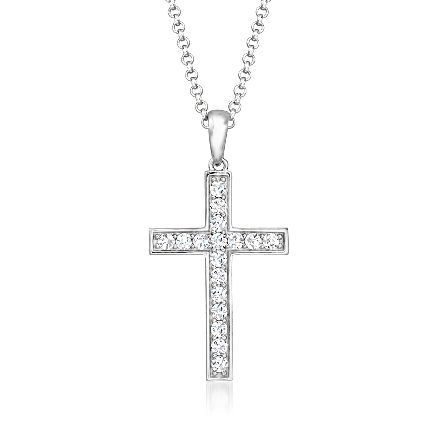 Charles Garnier "Grace" .50 ct. t.w. CZ Cross Pendant Necklace in Sterling Silver