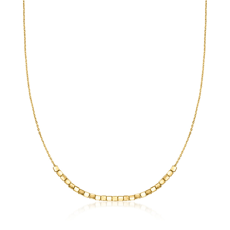 Gold square bead link necklace
