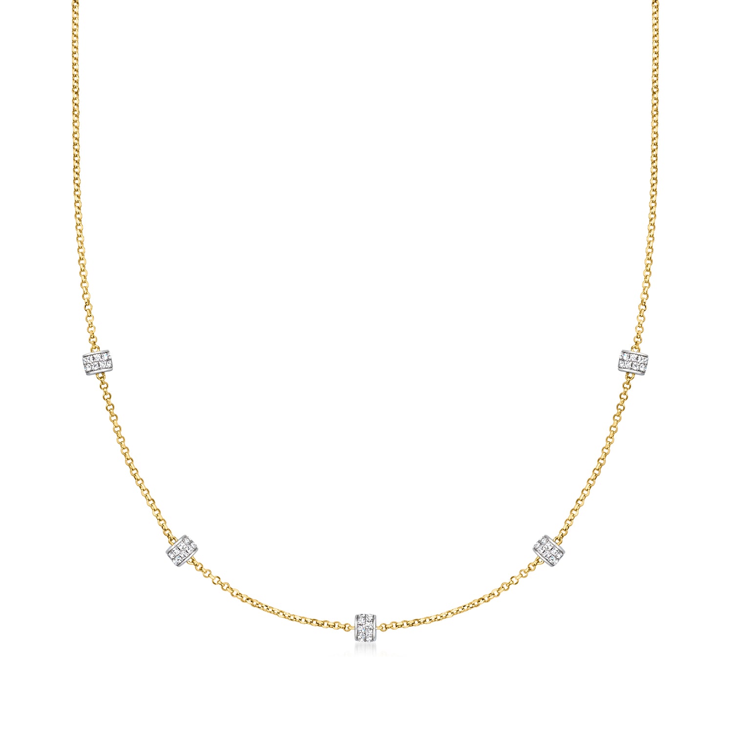 Charles Garnier "Chloe" .90 ct. t.w. CZ Station Necklace in 18kt Gold Over Sterling with Sterling Silver