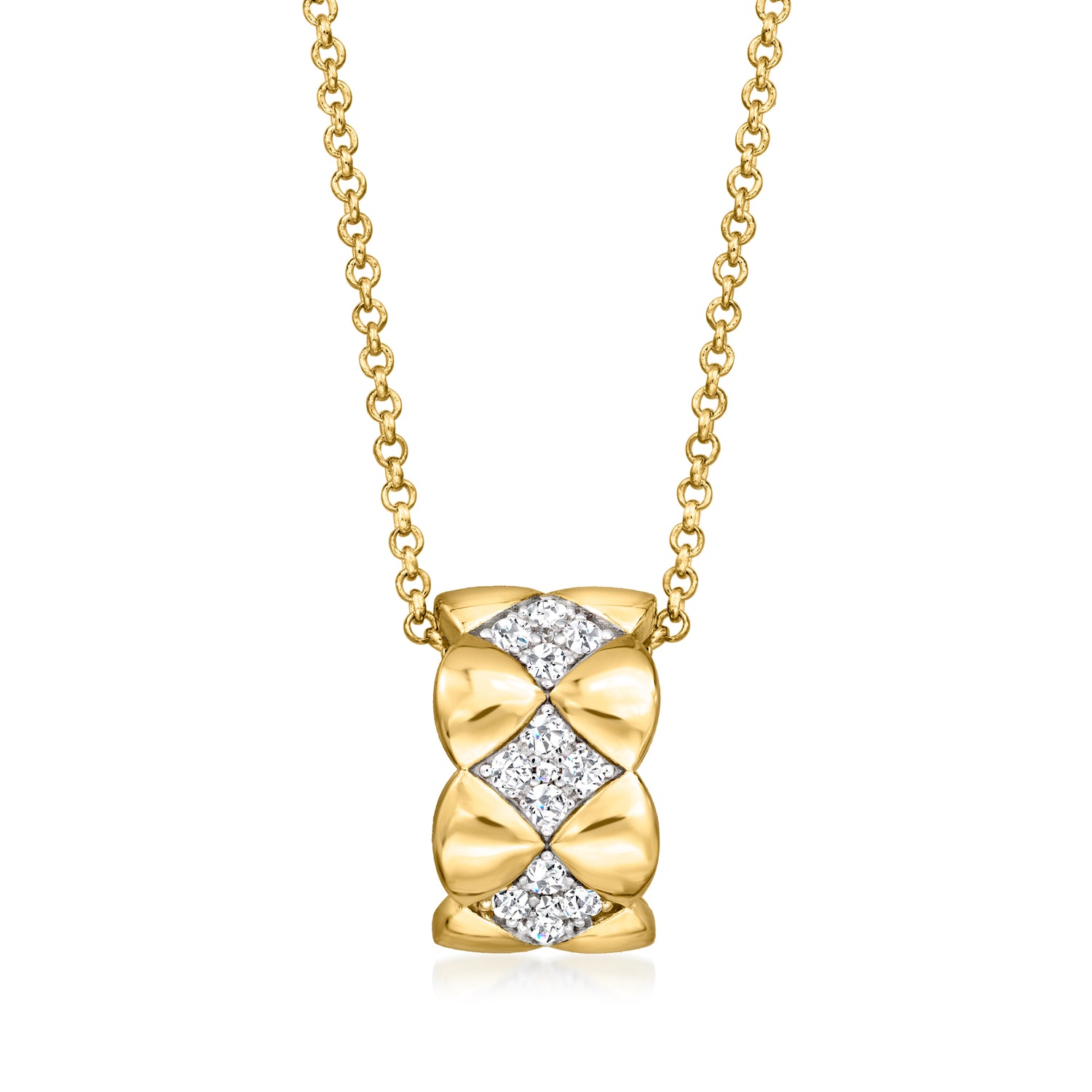 Charles Garnier "Quilted" .20 ct. t.w. CZ Pendant Necklace in 18kt Gold Over Sterling