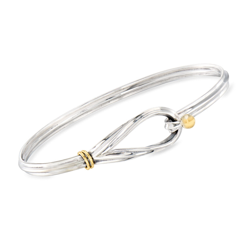 Vintage sterling silver hook bracelet with 18kt yellow gold bead