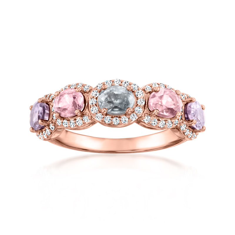 Le Vian multicolored spinel and diamond ring in rose gold with pink and lavender stones