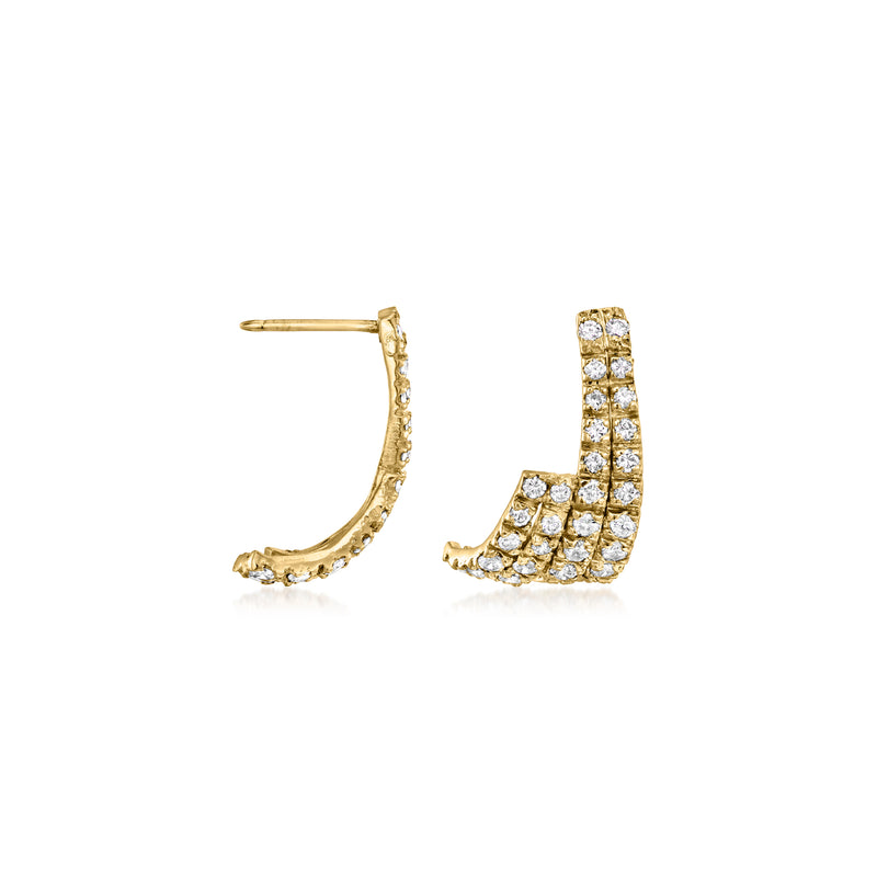 14kt yellow gold curved diamond post earrings