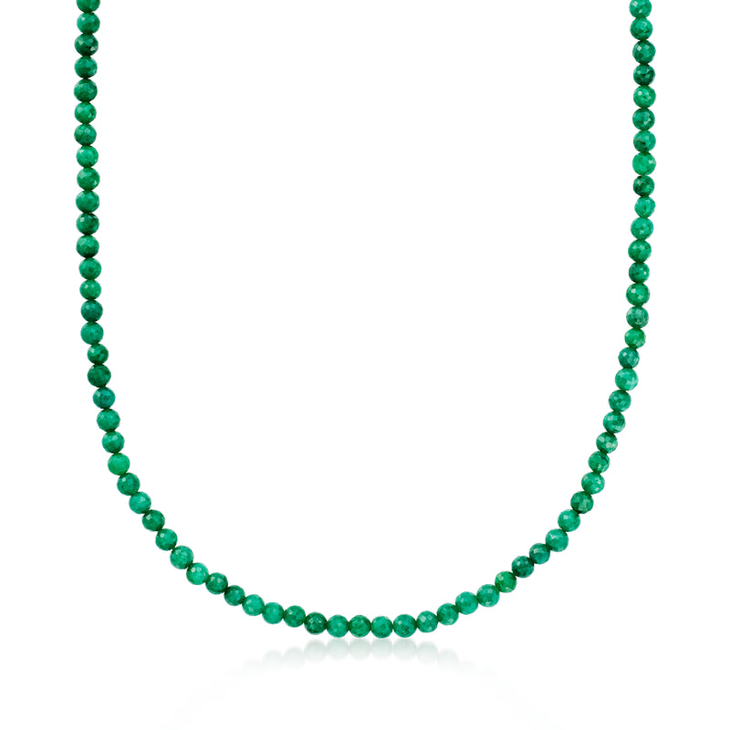 Emerald green beaded toggle necklace with gold clasp, charm-compatible