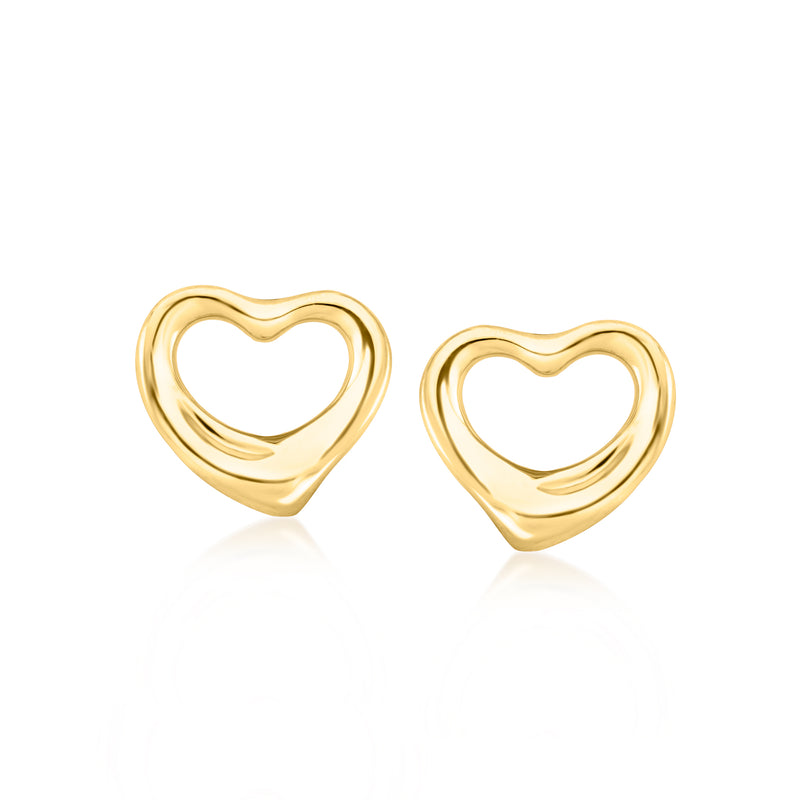 Tiffany 18kt yellow gold heart stud earrings with polished open heart design
