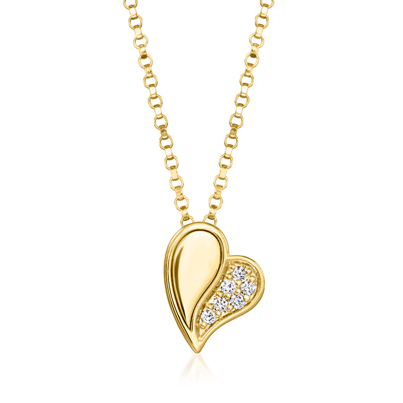 18kt yellow gold heart necklace with diamond heart pendant