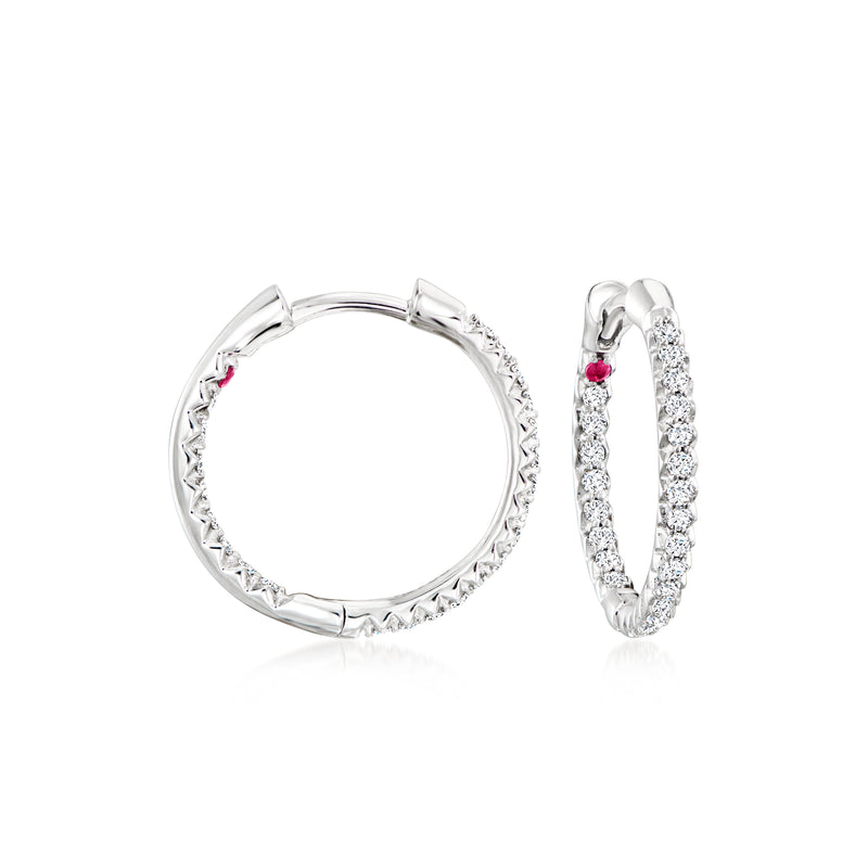 Roberto Coin white gold diamond inside-outside hoop earrings