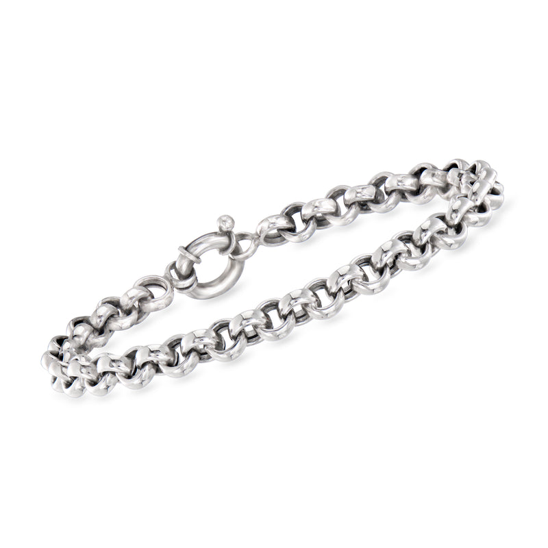 Vintage 14kt white gold rolo-link bracelet with interlocking chain links