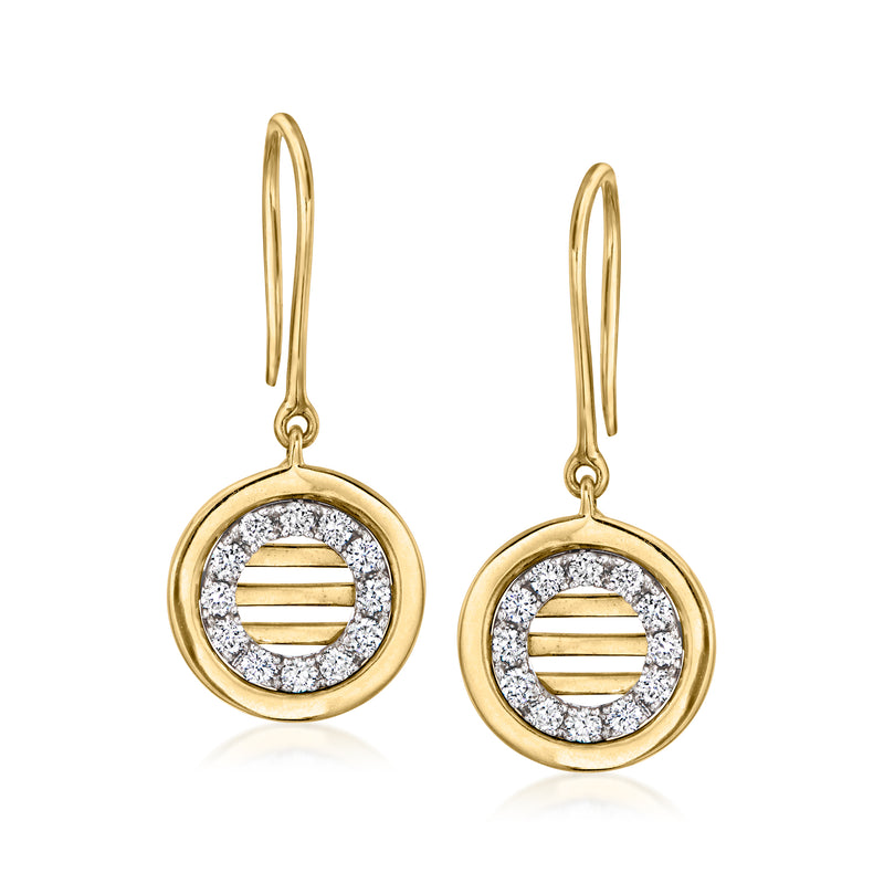Vintage diamond circle drop earrings in 18kt yellow gold
