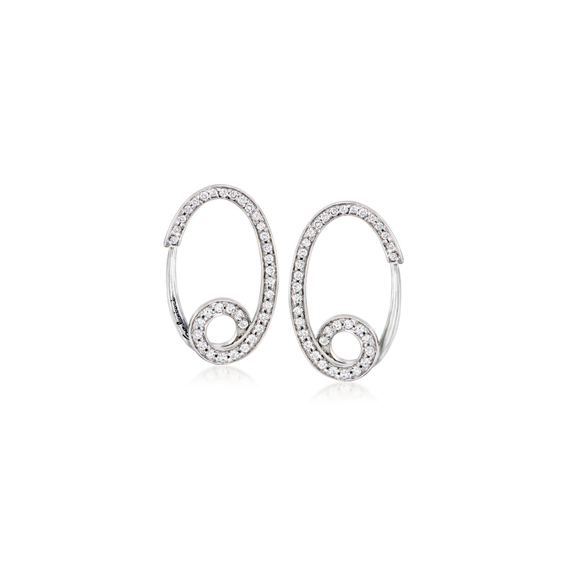 Diamond swirl post earrings in 18kt white gold