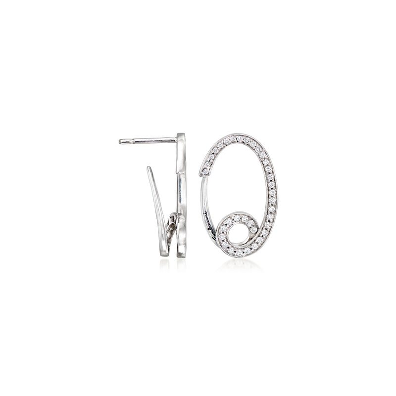 Vintage 18kt white gold diamond swirl post earrings
