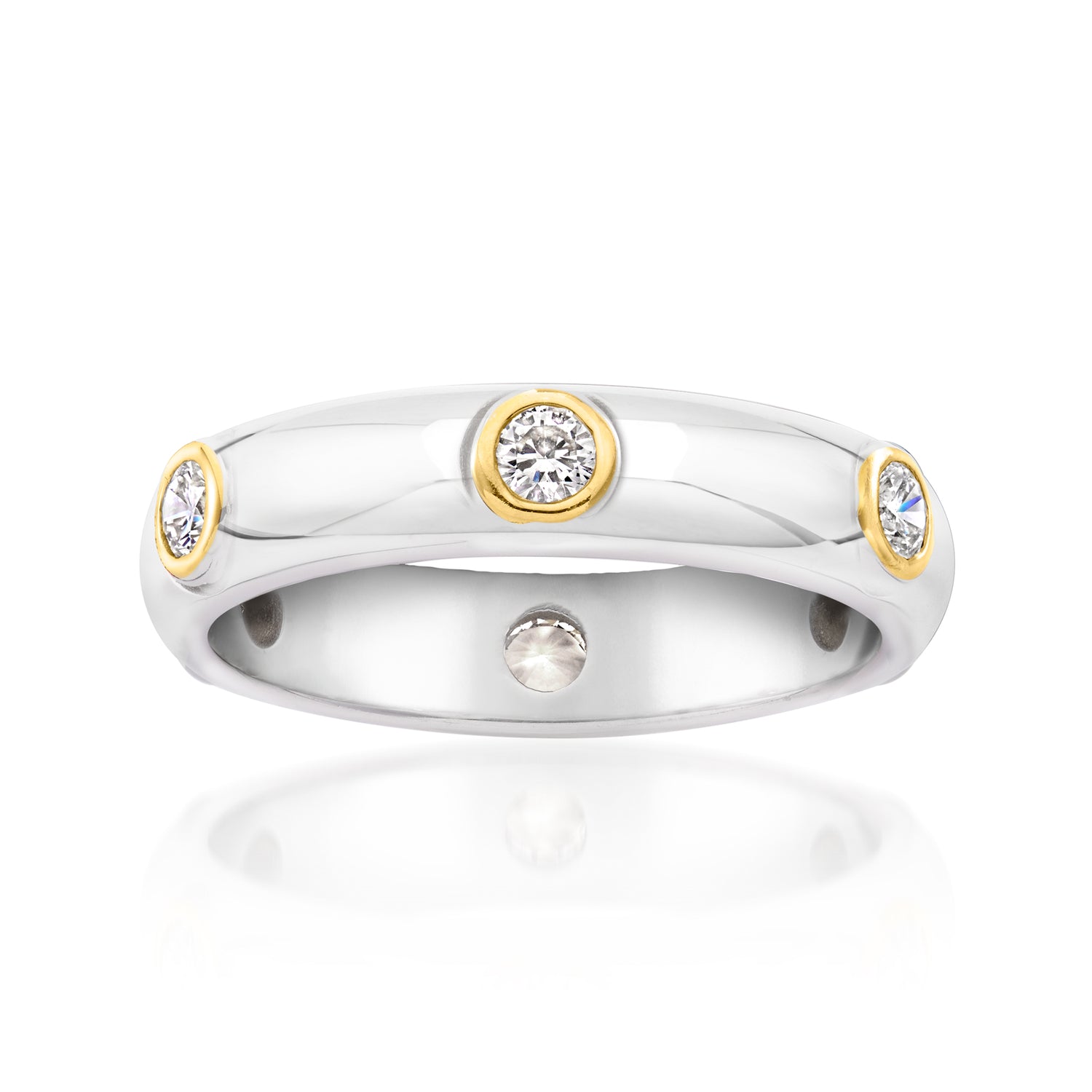 .60 ct. t.w. Bezel-Set Lab Grown Diamond Ring in Sterling Silver and 18kt Gold Over Sterling