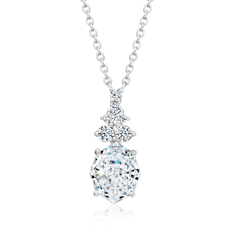 Sterling silver CZ pendant necklace with pear-shaped stone centerpiece