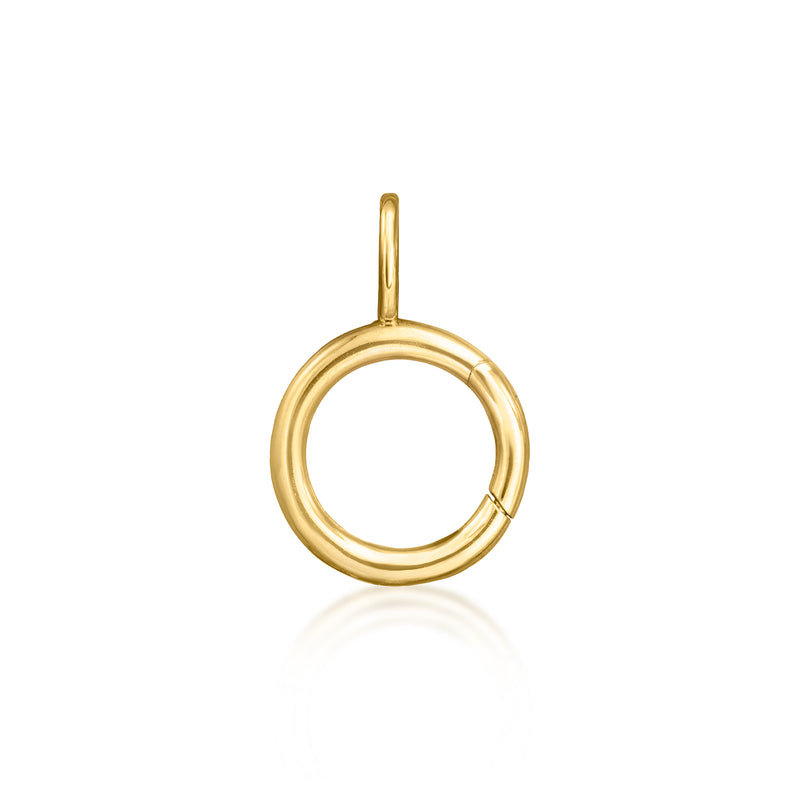 14kt yellow gold circle charm holder pendant with loop bail