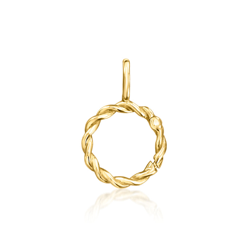 14kt yellow gold twisted circle charm holder pendant with ring bail