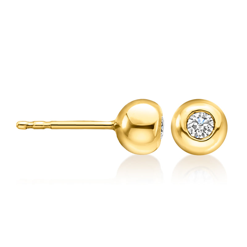 Lab-grown diamond bubble stud earrings, 18kt gold over sterling, bezel-set posts