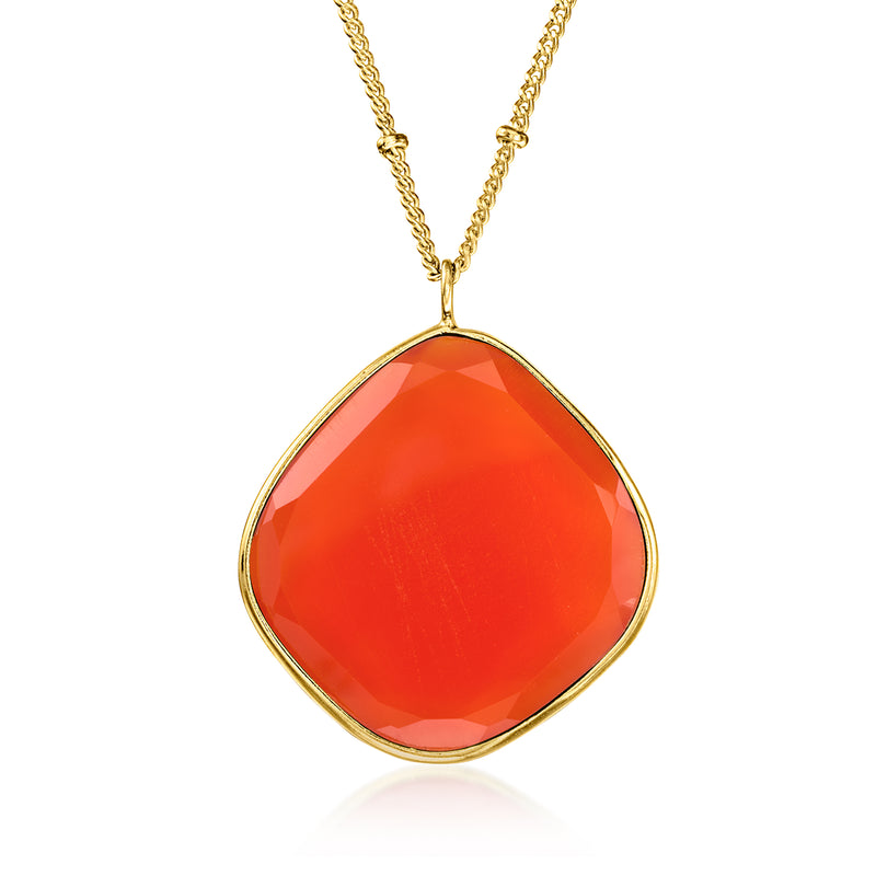 18kt gold over sterling necklace with orange carnelian teardrop pendant