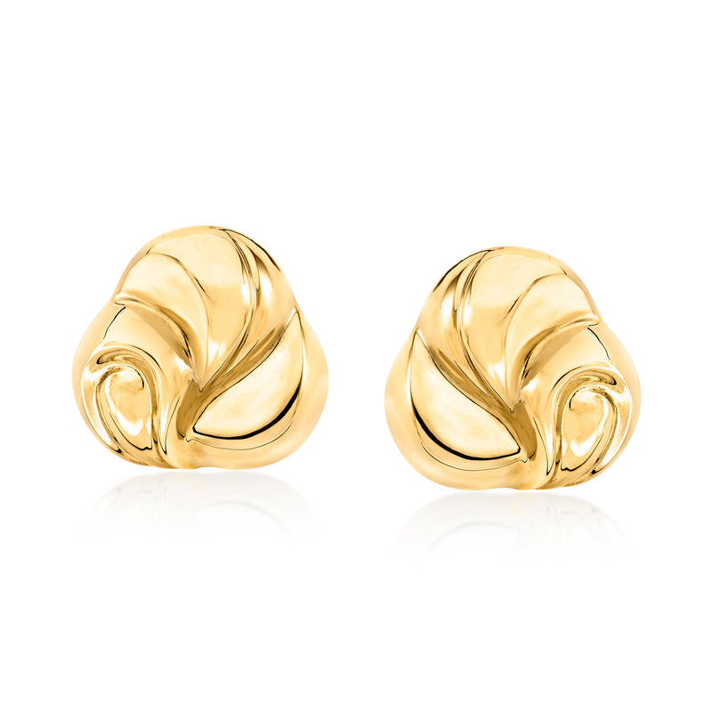Vintage 14kt yellow gold puffed swirl stud earrings, rounded swirl design