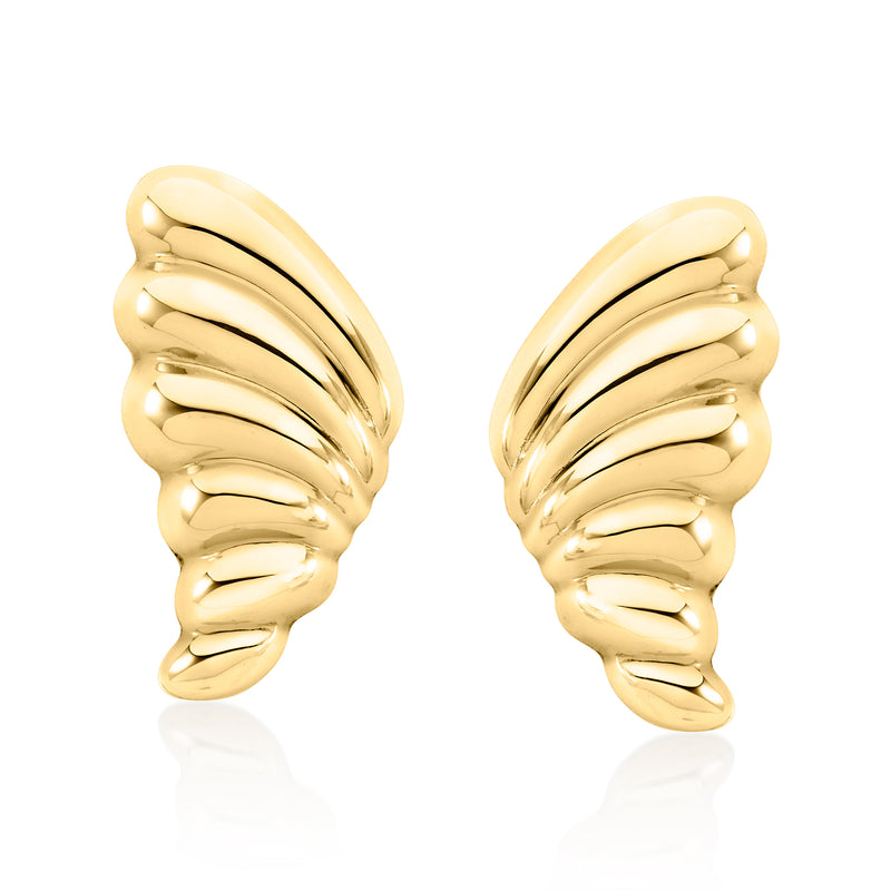 Vintage 14kt yellow gold ridged puffy post earrings