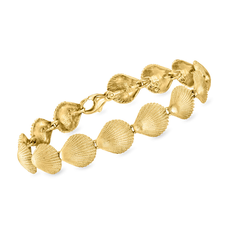 Vintage 14kt yellow gold seashell bracelet with textured shell links