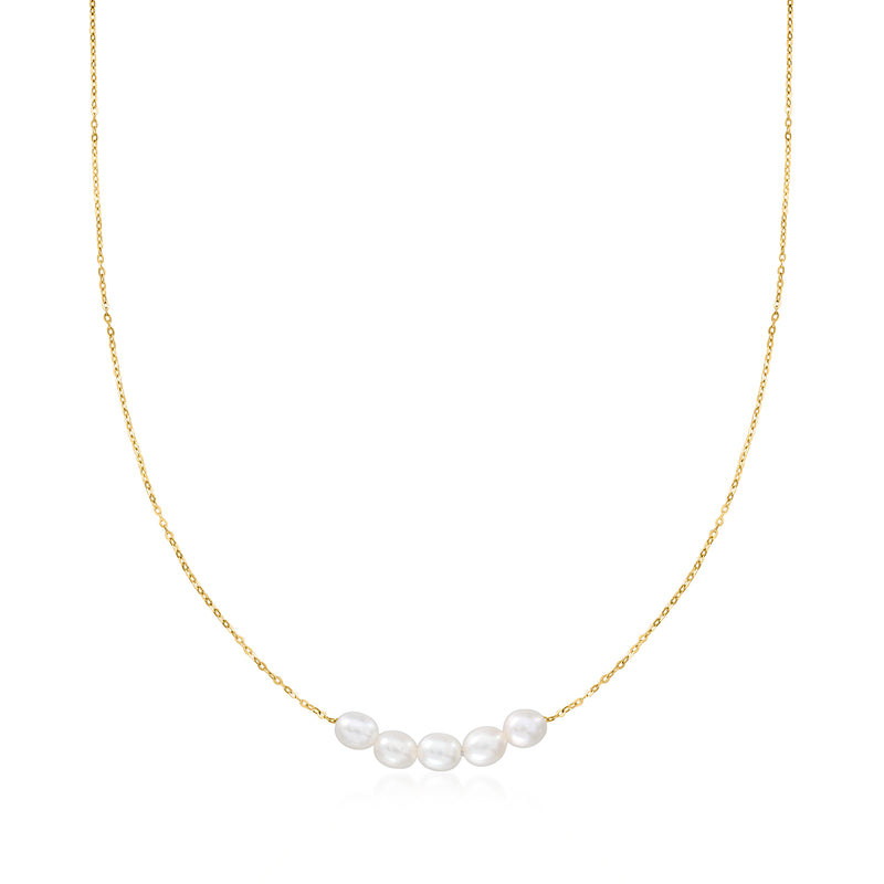 Yellow gold cultured pearl necklace with round 4–4.5mm pearls