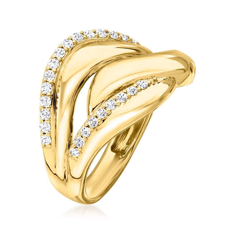 Wave ring in 18kt gold over sterling with lab-grown diamond accents