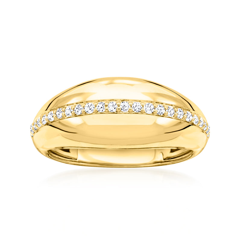 Gold dome ring with a bright diamond strip across the top