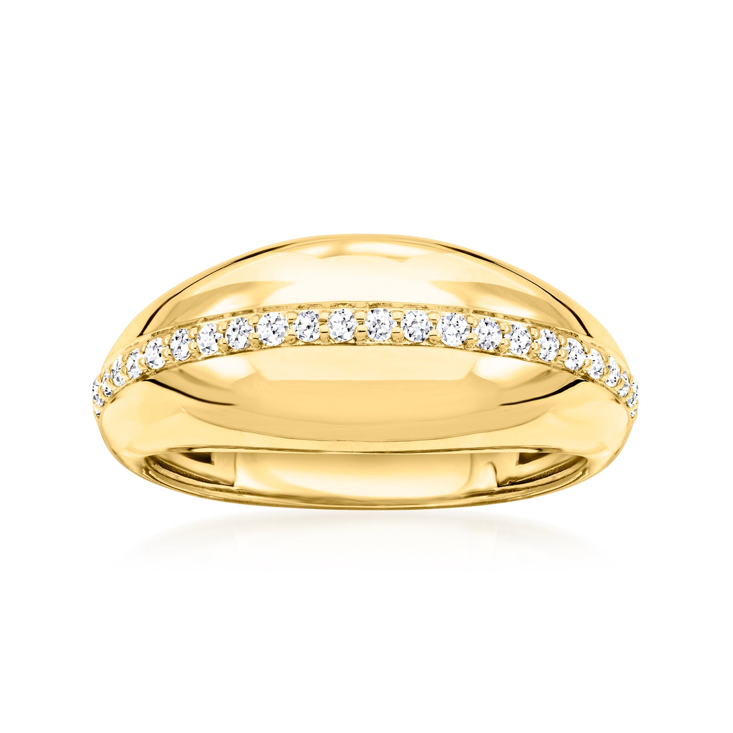 .20 ct. t.w. Lab Grown Diamond Striped Dome Ring in 18kt Gold Over Sterling