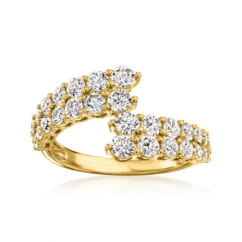 Bypass ring with round lab-grown diamonds in 18kt gold over sterling